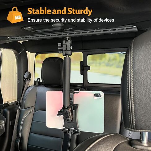 MAIKER Backseat Tablet Holder, Adjustable Hanging iPad Holder Mount Compatible with 2018-2025 Jeep Wrangler JL & 2020-2025 Gladiator JT, Road Trip Essentials for Kids for 4.92‘’~9.25’’ Devices Black in Saudi Arabia