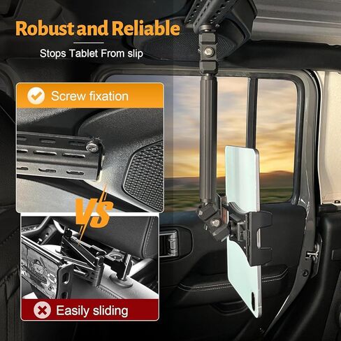 MAIKER Backseat Tablet Holder, Adjustable Hanging iPad Holder Mount Compatible with 2018-2025 Jeep Wrangler JL & 2020-2025 Gladiator JT, Road Trip Essentials for Kids for 4.92‘’~9.25’’ Devices Black in Saudi Arabia