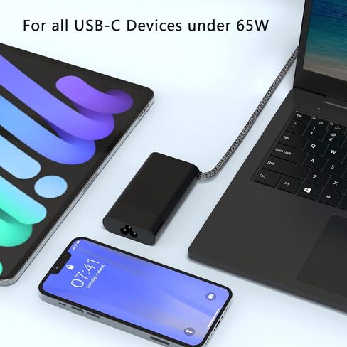 شاحن الكمبيوتر المحمول USB-C الجديد النحيف 65 واط متوافق مع HP EliteBook 830 840 845 850 G8 G9 G10 G11،1030 1040 G6 G7 G8، 630 640 645 650 655 660 665 G11 Type C سلك إمداد الطاقة in Kuwait