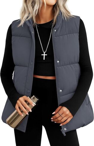 YUCOLEN Down Puffer Vest for Women Lightweight Warm Sleeveless Puffer Jacket 2024 Women Winter Trendy Puffy Vests in Saudi Arabia