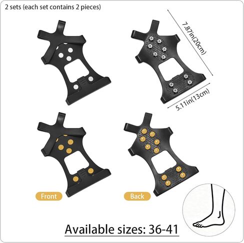 2 Sets Anti-Slip Shoe Spikes for Snow and Ice – Durable Rubber Shoe Covers with Steel Studs, Ice Grippers for Winter Walking, Hiking, and Outdoor Work in Saudi Arabia