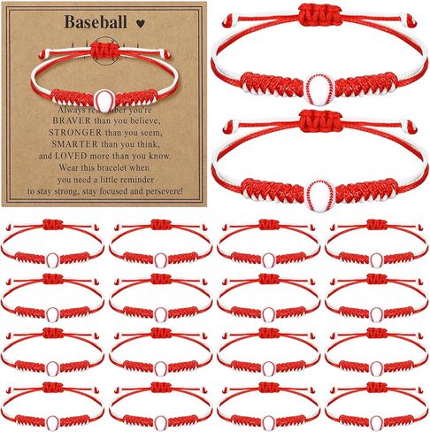 12 PCS Bracelet Bracelet Bulk Softball Party Soft Team Gift Softball Charm Bracelet مع بطاقة سوار ملهمة لاعب Group Player Gift in Kuwait