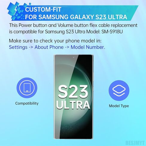 لهاتف Samsung Galaxy S23 Ultra زر الطاقة وزر الصوت، استبدال الكابل المرن، كابل مرن، تشغيل/إيقاف، زر التحكم، أجزاء إصلاح الموصل لـ SM-S918U SM-S918U1 in Kuwait