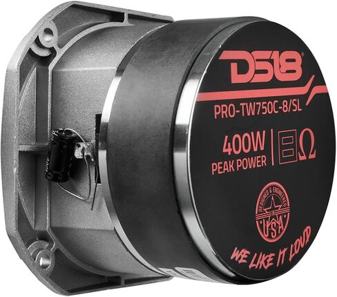 مكبر صوت DS18 PRO-TW750C-8/SL مقاس 4 بوصات مزود بملف صوتي من التيتانيوم مقاس 1.5 بوصة ومغناطيس فريت كبير الحجم بقدرة 200 وات 8 أوم، فضي، فردي in Kuwait