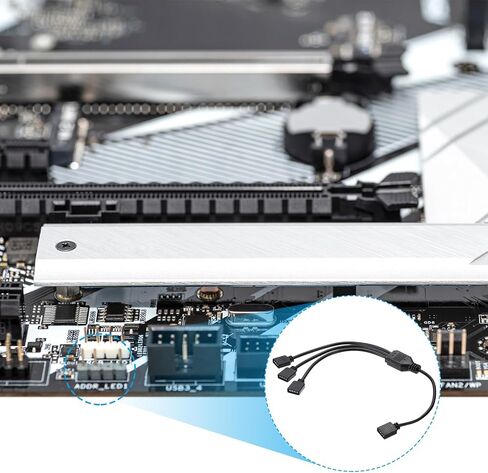 MECCANIXITY كابل مقسم RGB، 12 فولت 12 بوصة 4 دبوس 1 إلى 3 أنثى إلى أنثى RGB محول كابل مع 4 موصلات ذكر دبوس للكمبيوتر الكمبيوتر ARGB مروحة / أضواء LED، أسود in Saudi Arabia