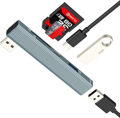 موزع USB لقارئ بطاقات SD (5 في 1) ومنفذ كمبيوتر محمول ومحول تمديد كابل شاحن متعدد 3.0 متعدد المنافذ TF ذاكرة عصا شحن ماك بوك ومحطة إرساء الكمبيوتر سلك مزدوج USB وملحقات OTG a in Kuwait
