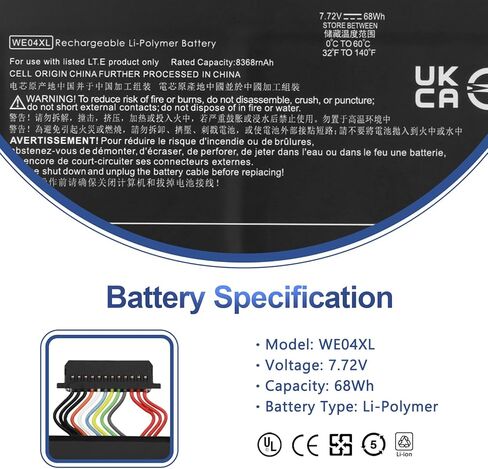 WE04XL استبدال بطارية الكمبيوتر المحمول HP Envy X360 16-AC 16-AD 2-in-1 Spectre X360 14-EU 2-in-1 Pavilion Plus 16-AB 16T-AB Pavilion Plus 14-EW 14-EY Series N39817-CF1 HSTNN-WB0F N39857-005 68Wh 7.72 فولت in Kuwait
