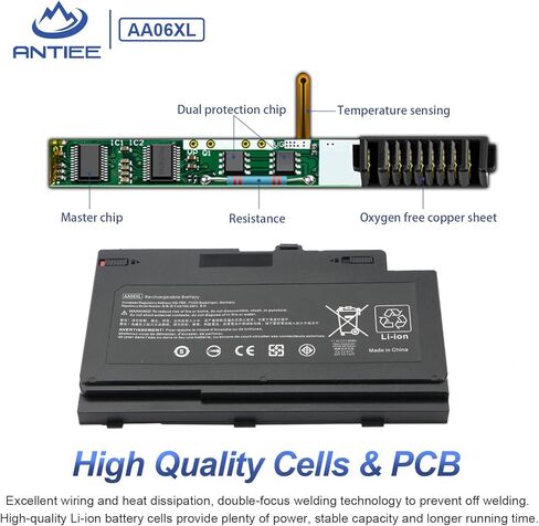 بطارية كمبيوتر محمول ANTIEE AA06XL لأجهزة HP ZBook 17 G4 G4-2ZC18ES G4-1RR26ES G4-Y6K23EA Z3R03AA Z3R03UT Series HSTNN-DB7L AA06096XL 852711-850 852527-241 852527-242 852527-222 852527-221 AA06096XL-PR 96Wh in Kuwait