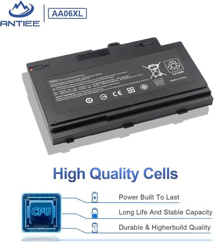 بطارية كمبيوتر محمول ANTIEE AA06XL لأجهزة HP ZBook 17 G4 G4-2ZC18ES G4-1RR26ES G4-Y6K23EA Z3R03AA Z3R03UT Series HSTNN-DB7L AA06096XL 852711-850 852527-241 852527-242 852527-222 852527-221 AA06096XL-PR 96Wh in Kuwait