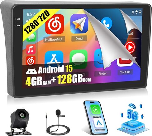 4+64G Android 15 Radio for Nissan Frontier Pathfinder 2005-2008/Navara 2006-2012, 9" Touchscreen Car Stereo with Wireless CarPlay, 5GHz WiFi, Bluetooth 5.0, EQ, GPS, 1280 * 720, Backup Camera in Saudi Arabia