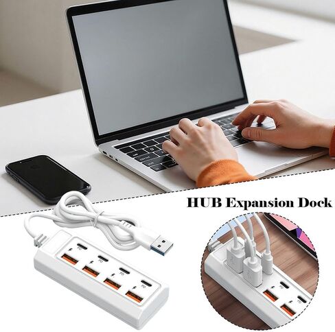 موزع USB C 8 في 1، موزع USB 3.0 ذو 4 منافذ مع 4 منافذ من النوع C، قاعدة تمديد متعددة الوظائف in Saudi Arabia