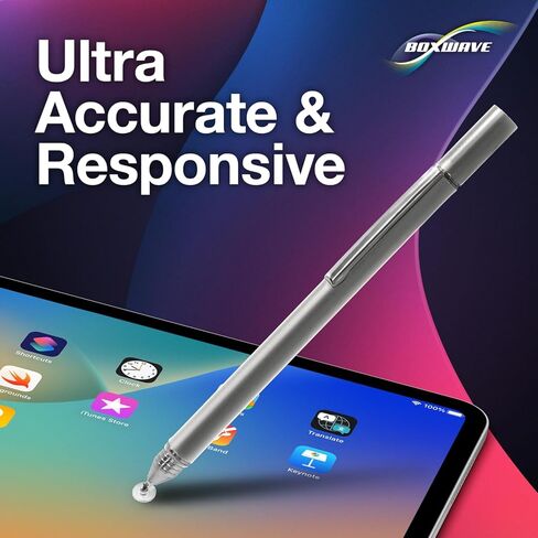 قلم BoxWave Stylus متوافق مع HP OmniBook X Flip 14 - قلم ذو سعة FineTouch، قلم شاشة فائق الدقة - فضي معدني in Kuwait