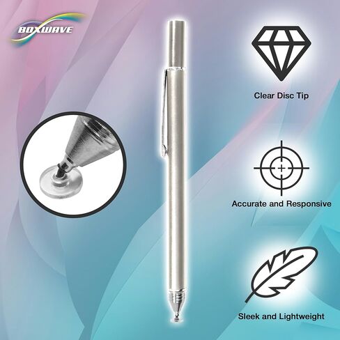 قلم BoxWave Stylus متوافق مع HP OmniBook X Flip 14 - قلم ذو سعة FineTouch، قلم شاشة فائق الدقة - فضي معدني in Kuwait