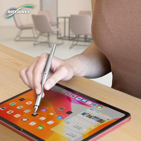 قلم BoxWave Stylus متوافق مع HP OmniBook X Flip 14 - قلم ذو سعة FineTouch، قلم شاشة فائق الدقة - فضي معدني in Kuwait