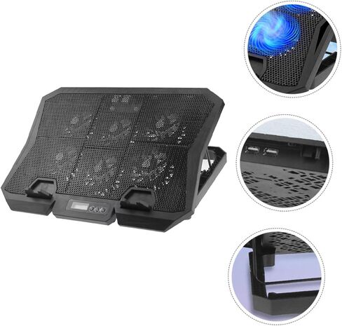POPETPOP Laptop Cooling Pad 15.6 Inch Quiet 6-Fan Adjustable Speed Blue Light Cooling Stand for Gaming and Office Laptops in Saudi Arabia
