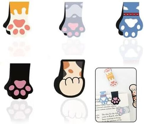 علامات مرجعية مغناطيسية لطيفة على شكل مخلب قطة من ABJOBIBI، 5 قطع إشارة مرجعية مغناطيسية لطيفة للمعلمين والنساء والأطفال - تصميم مخلب قطة (5 Cloros-2.0) in Kuwait