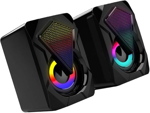Homoyoyo USB Computer Speakers 1 Pair Portable Mini Desktop Speakers with High Volume USB Power, Compact Stylish Design for Home Office Gaming Use Random Style in Kuwait