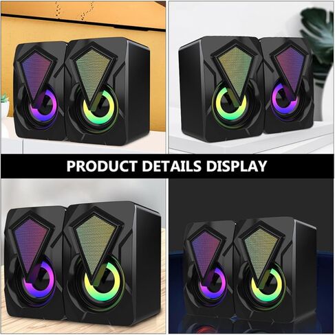 Homoyoyo USB Computer Speakers 1 Pair Portable Mini Desktop Speakers with High Volume USB Power, Compact Stylish Design for Home Office Gaming Use Random Style in Kuwait