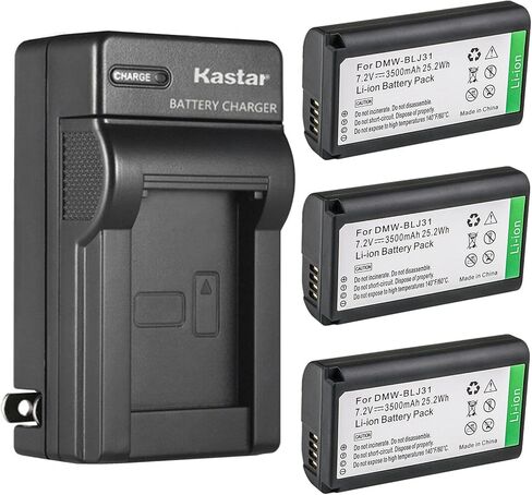 استبدال بطارية Kastar المكونة من قطعتين وشاحن حائط تيار متردد لكاميرات باناسونيك DMW-BLJ31، DMW-BLJ31e، باناسونيك LUMIX S1، LUMIX S1R، LUMIX S1H، DMW-BGS1R in Kuwait