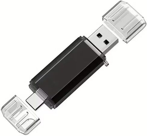 محرك أقراص فلاش USB مزدوج الواجهة سعة 32 جيجابايت، شريحة ذاكرة 2 في 1 USB وUSB-C، نقل عالي السرعة للهواتف الذكية والأجهزة اللوحية وأجهزة الكمبيوتر، سعة تخزين محمولة كبيرة، مشاركة سهلة للبيانات (أسود) in Kuwait