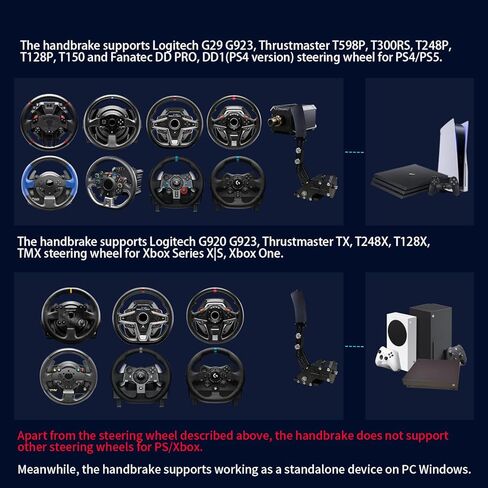 فرامل اليد HCXLELD Sim Racing، G29 G923 T598P T300RS T248P T128P T150 DDPRO DD1 عجلة القيادة متوافقة مع PS4/PS5، G920 G923 TMX T248X T128X TX عجلة القيادة متوافقة مع XBOX Series X/S، ومشبك طاولة متضمن in Kuwait