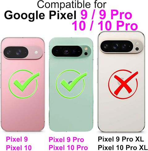 Case Wallet for Google Pixel 9 / Pixel 9 Pro, with [3 Card Slots], Kickstand Magnetic Closure PU Leather Shockproof Protective Flip Cover 6.3", Pink Rose in Saudi Arabia