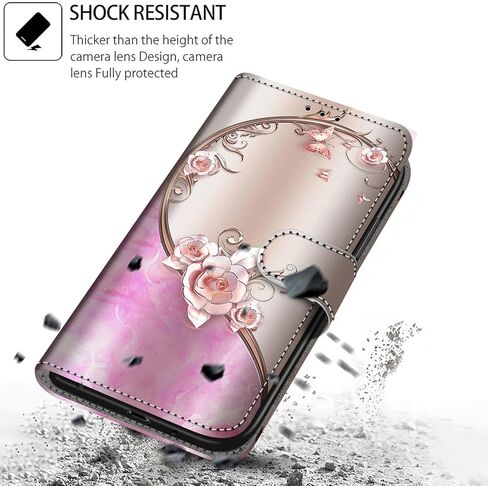 Case Wallet for Google Pixel 9 / Pixel 9 Pro, with [3 Card Slots], Kickstand Magnetic Closure PU Leather Shockproof Protective Flip Cover 6.3", Pink Rose in Saudi Arabia