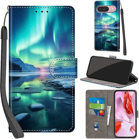 Case Wallet for Google Pixel 9 / Pixel 9 Pro, with [3 Card Slots], Kickstand Magnetic Closure PU Leather Shockproof Protective Flip Cover 6.3", Pink Rose in Saudi Arabia