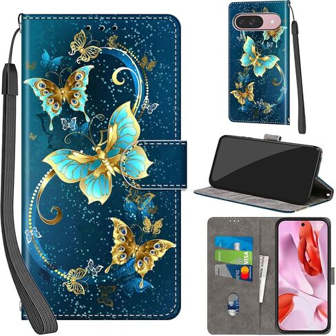 Case Wallet for Google Pixel 9 / Pixel 9 Pro, with [3 Card Slots], Kickstand Magnetic Closure PU Leather Shockproof Protective Flip Cover 6.3", Pink Rose in Saudi Arabia