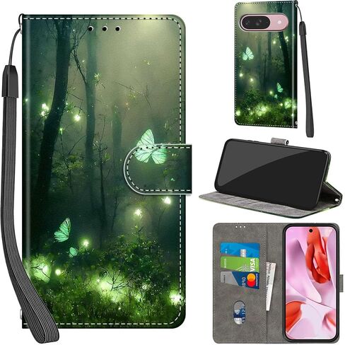 Case Wallet for Google Pixel 9 / Pixel 9 Pro, with [3 Card Slots], Kickstand Magnetic Closure PU Leather Shockproof Protective Flip Cover 6.3", Pink Rose in Saudi Arabia