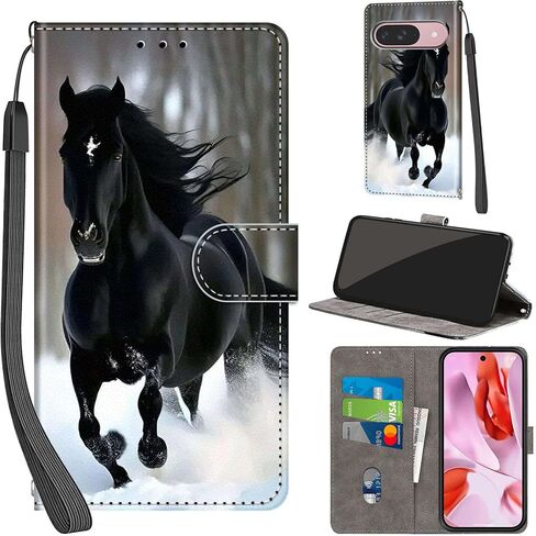 Case Wallet for Google Pixel 9 / Pixel 9 Pro, with [3 Card Slots], Kickstand Magnetic Closure PU Leather Shockproof Protective Flip Cover 6.3", Pink Rose in Saudi Arabia