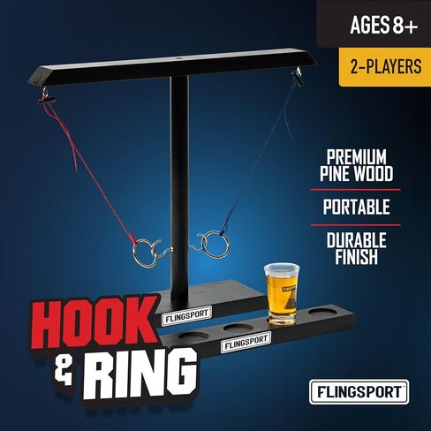 Wooden Hook and Ring Games for Adults & Teens, Valentines Day Gifts for Him, Ring Toss Family Games, Party Games for Adults & Kids, Couples Gifts, Couples Games, Outdoor Indoor Games, Large 16" X 13" in Saudi Arabia