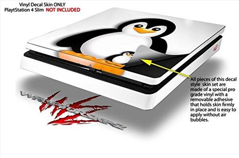 غلاف لاصق من الفينيل متوافق مع جهاز Sony PlayStation 4 Slim Console Penguins باللون الأبيض (PS4 غير متضمن) in Kuwait