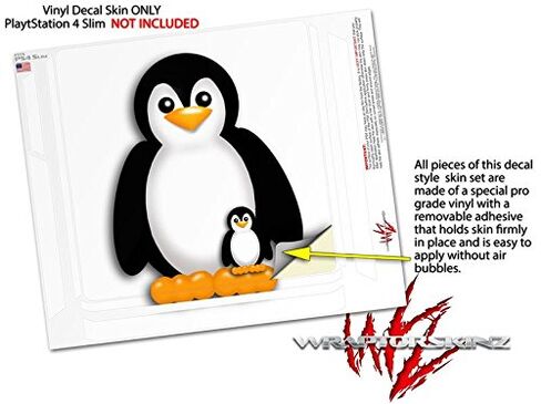 غلاف لاصق من الفينيل متوافق مع جهاز Sony PlayStation 4 Slim Console Penguins باللون الأبيض (PS4 غير متضمن) in Kuwait