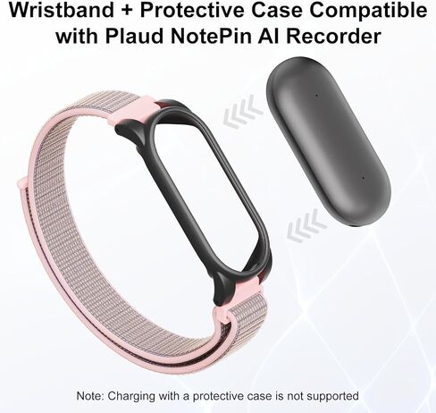 Nylon Wristband + PC Frame Compatible with Plaud NotePin & NotePin S AI Voice Recorder Strap, Upgraded Soft Replacement Band Case for PlaidNote Pin Accessories Women Men in Saudi Arabia