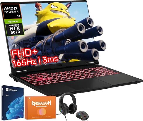 ASUS TUF A16 Gaming Laptop, AMD Ryzen 9 270 (Up to 5.2GHz), Ryzen AI NPU Up to 16 Tops, Geforce RTX 5070, 16" FHD+ 165Hz, 32GB DDR5 5600MHz, 1TB SSD, WiFi 6E, Backlit KB, Win11 Pro, W/REDRAGON Bundle in Saudi Arabia
