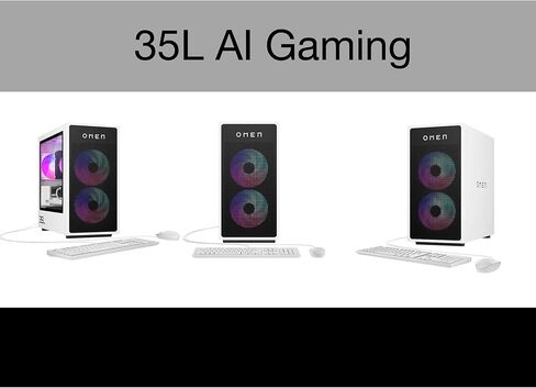 كمبيوتر مكتبي HP OMEN 35L AI للألعاب (AMD Ryzen 7 8700F، GeForce RTX 5070 12GB GDDR7، 32GB DDR5، 1TB PCIe SSD + 2TB HDD، مراوح RGB، 850W PSU، WiFi 6، Win 11 Pro) مع موسع منفذ USB DKZ in Saudi Arabia