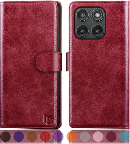 SUANPOT Compatible with Moto Edge 5G 2025 Wallet case with RFID Blocking Credit Card Holder,Flip Book PU Leather Protective Cover Women Men for Moto Edge 5G 2025 case Wine Red in Saudi Arabia