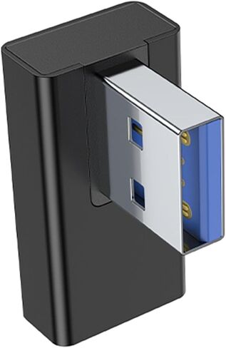 قطعتان من محول USB3.0 ذكر إلى أنثى بزاوية 90 درجة لليسار واليمين لنقل البيانات بسرعة 5 جيجابت في الثانية وشحن 15 وات على الكمبيوتر المحمول والسيارة بزاوية يسار يمين USB in Kuwait