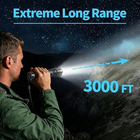 Rechargeable Tactical Flashlight: Ultra Bright High-Lumen LED Beam with USB-C Charging, Heavy Duty Mid-Size Torch for Home Power Outage, Car Emergency & Outdoor Adventure in Kuwait