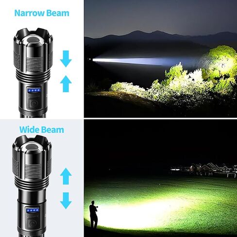 Rechargeable Tactical Flashlight: Ultra Bright High-Lumen LED Beam with USB-C Charging, Heavy Duty Mid-Size Torch for Home Power Outage, Car Emergency & Outdoor Adventure in Saudi Arabia