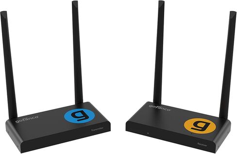 حزمة موسع gofanco 1TX+4RX 1080p HDMI KVM اللاسلكية مع حلقة IR وUSB وHDMI، يصل إلى 492 قدمًا، موسع HDMI لاسلكي 5 جيجا هرتز، هوائي مزدوج، طويل المدى in Kuwait