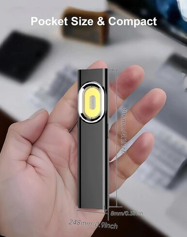 مصباح جيب LED، مصباح يدوي EDC فائق النحافة 8 مم قابل لإعادة الشحن، 600 لومن، 8 أوضاع مصباح يدوي صغير للسيارة، المنزل، التخييم، المشي لمسافات طويلة، العمل الليلي، المشي، الطوارئ in Kuwait