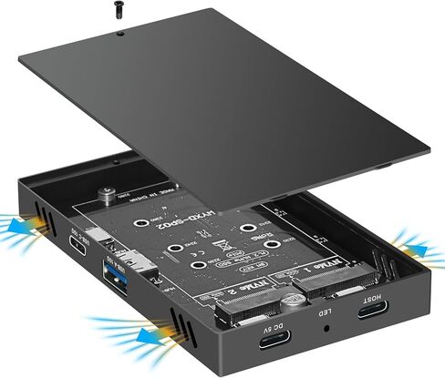 حاوية مزدوجة الخليج USB3.2 10 جيجابت في الثانية تدعم حافظة محركات الأقراص الصلبة لـ 2242/2260/2280 حالة القرص ذات الفتحة المزدوجة in Saudi Arabia