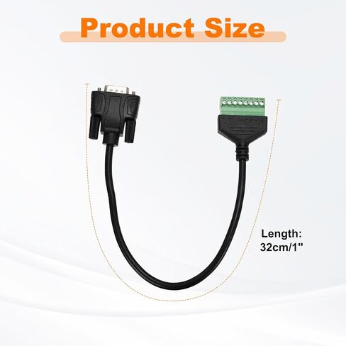MECCANIXITY DB9 Male Plug to 8 Pin Screw Terminal Adapter, 9 Pin VGA Connector Solderless Extension Cable for KTV Multimedia Audio Video Network Projects, Pack of 1 in Saudi Arabia