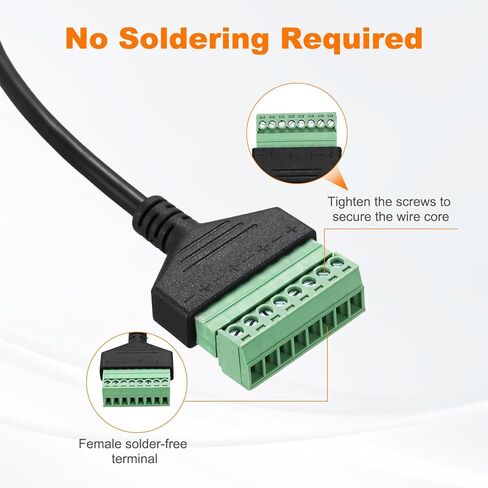 MECCANIXITY DB9 Male Plug to 8 Pin Screw Terminal Adapter, 9 Pin VGA Connector Solderless Extension Cable for KTV Multimedia Audio Video Network Projects, Pack of 1 in Saudi Arabia
