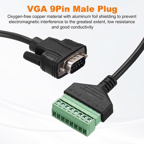 MECCANIXITY DB9 Male Plug to 8 Pin Screw Terminal Adapter, 9 Pin VGA Connector Solderless Extension Cable for KTV Multimedia Audio Video Network Projects, Pack of 1 in Saudi Arabia