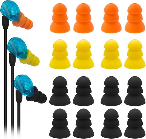 استبدال أطراف الأذن السيليكون من Klowcok لسماعات Shure SE215 PRO SE425 SE535 SE846 Aonic4 Aonic5، أطراف سماعات أذن ثلاثية الحافة 8 أزواج (أسود*4/أصفر*2/برتقالي*2) in Kuwait