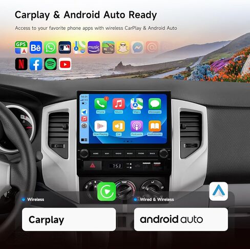 Dasaita Tacoma Head Unit with Screen Protector, Android13 Radio Upgrade for 2005-2015 Toyota Tacoma with Wireless Carplay/Android Auto, 10.2" Touchscreen Stereo, Built-in GPS/Gyro Navigation, 8G+256GB in Saudi Arabia