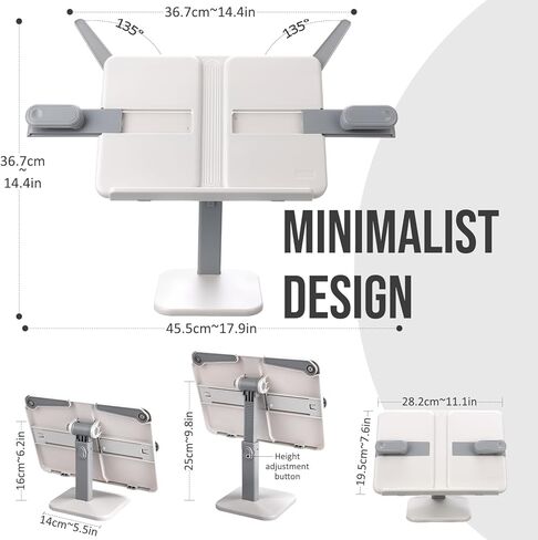 Tablet Stand Holder,Adjustable Foldable Lightweight iPad Laptop Book Stand for Desk,Monitor Holder Multi-Functional Rest Tray Recipes Textbook Cookbook Magazine Laptop Tablet DW (Grey) in Saudi Arabia